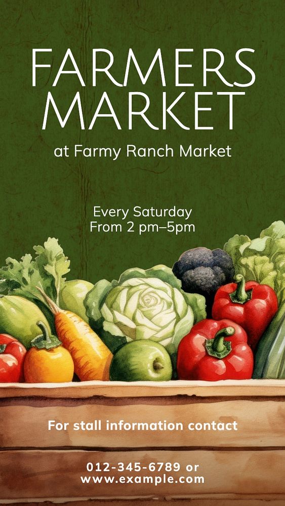 Farmer's market Instagram story template, editable text