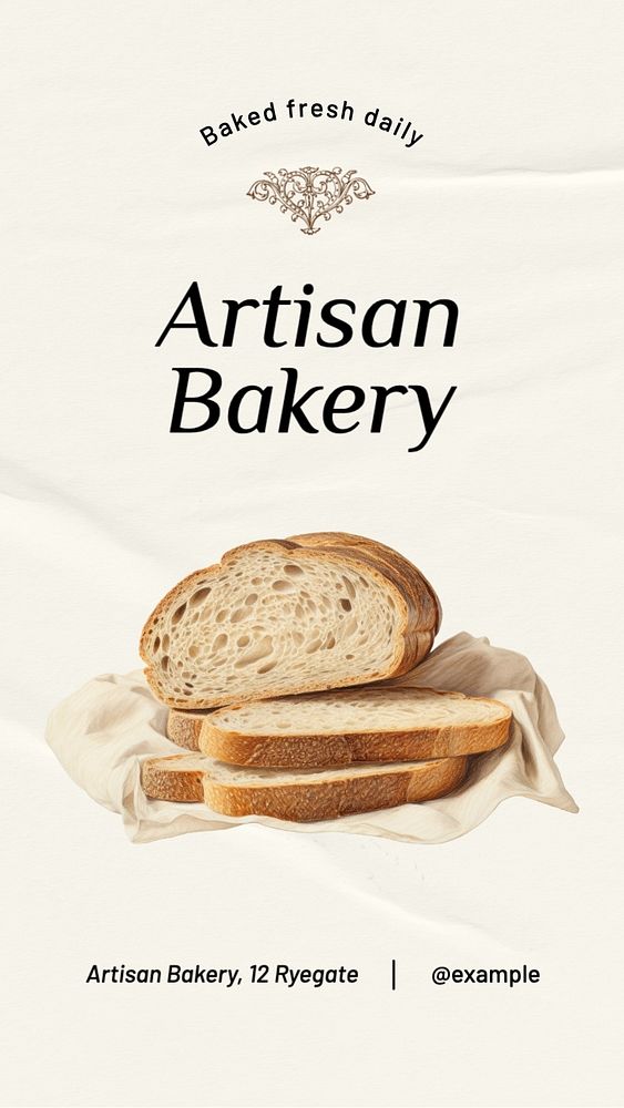 Artisan bakery Instagram story template, editable text