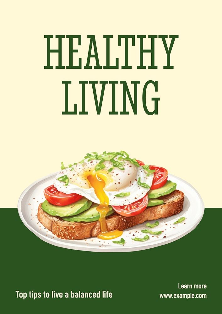 Healthy living poster template, editable text and design