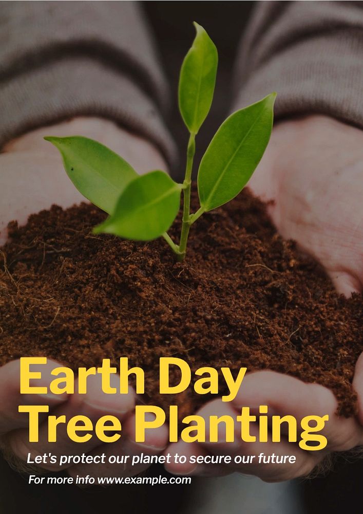 Earth day & tree poster template, editable text and design