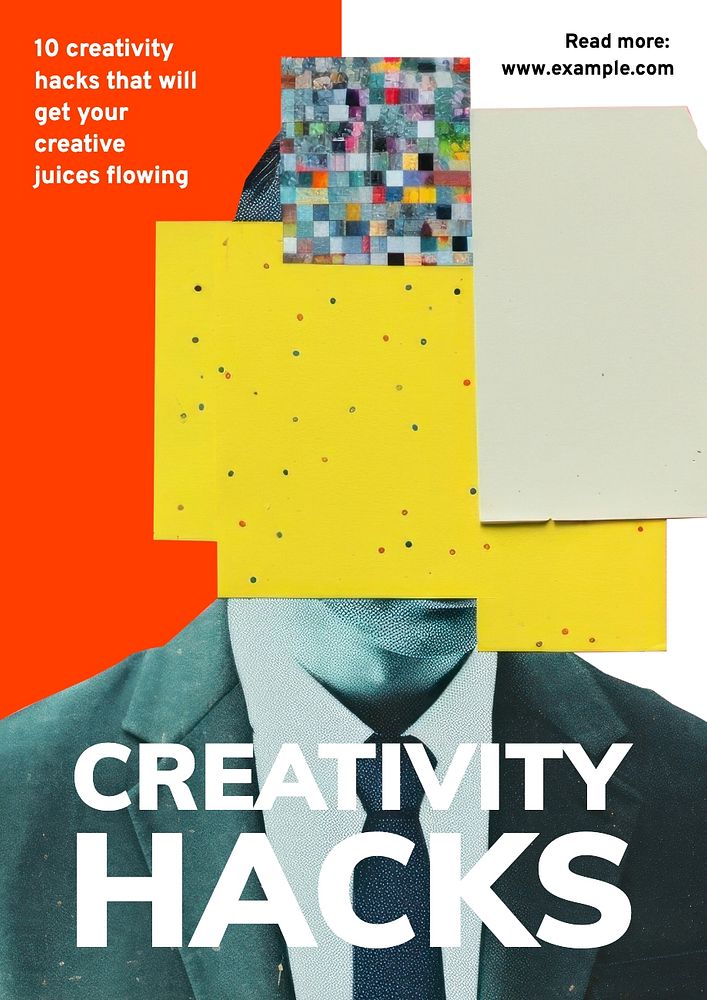 Creativity hacks poster template, editable text and design