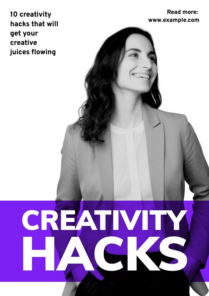 Creativity hacks poster template, editable text and design