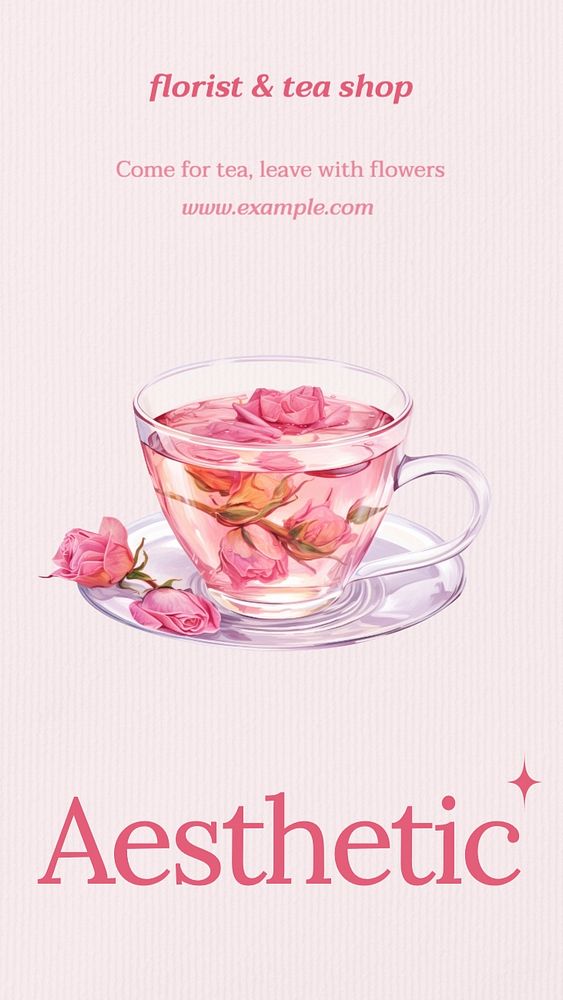 Florist and tea shop Instagram story template, editable text