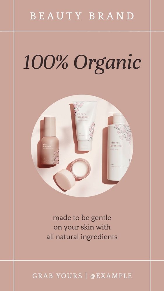 Organic beauty product Instagram story template, editable text