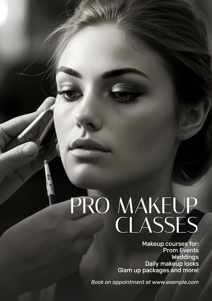 Makeup classes poster template, editable text and design