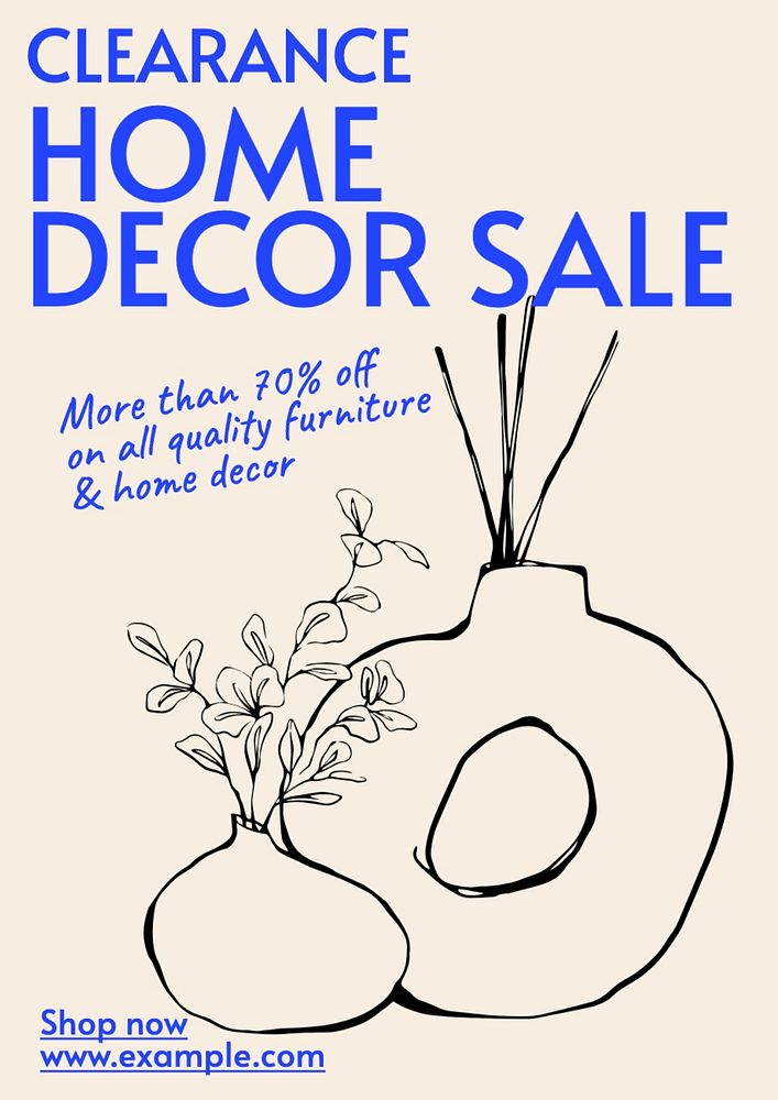 Home decor sale poster template, editable text and design