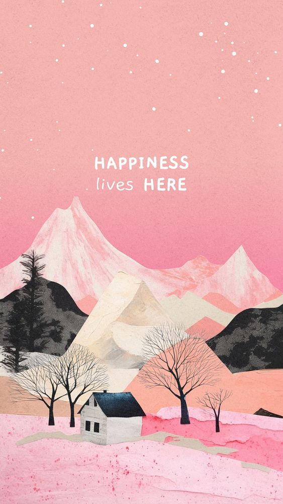 Happiness lives here Instagram story template, editable text