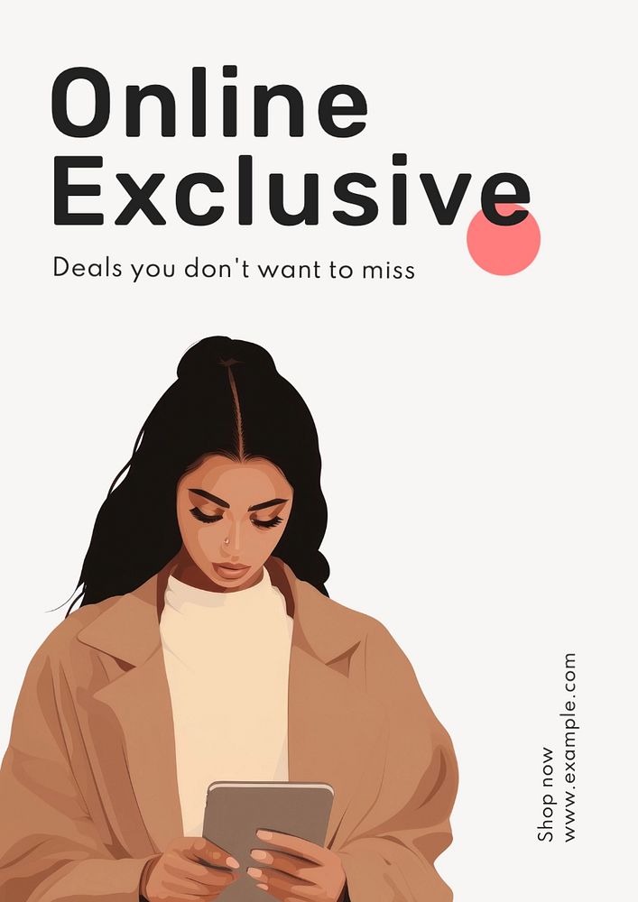 Online exclusive deals poster template, editable text and design