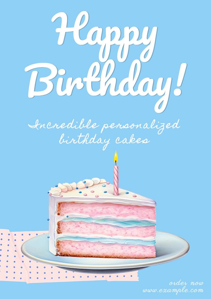 Happy birthday poster template, editable text and design