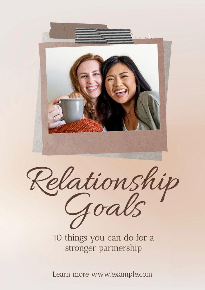 Relationship goals poster template, editable text and design