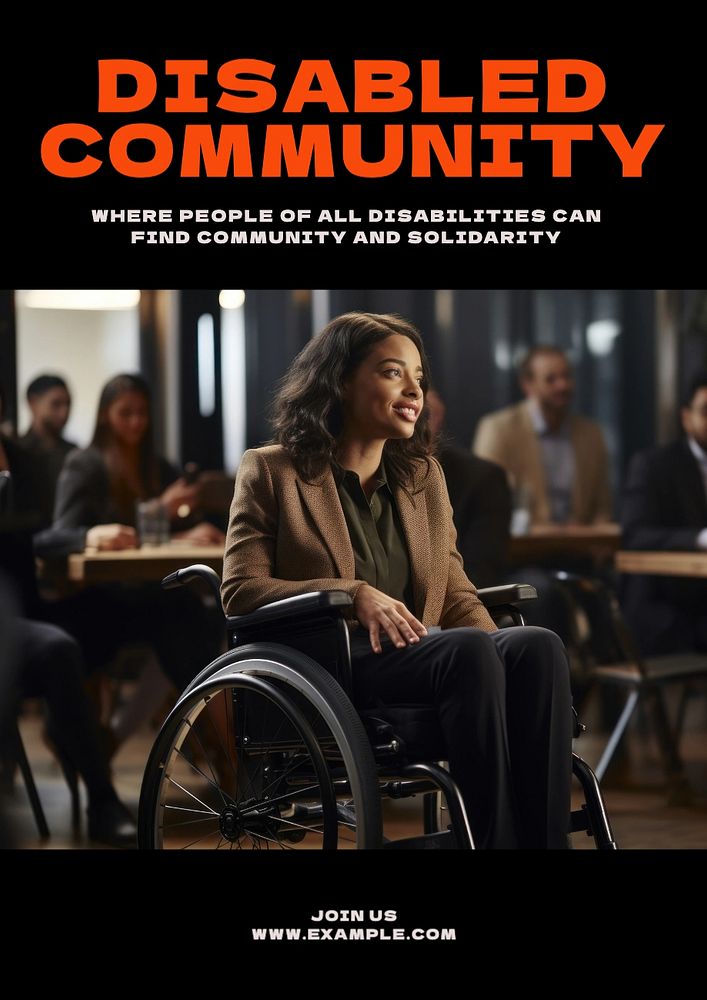 Disabled community poster template, editable text and design