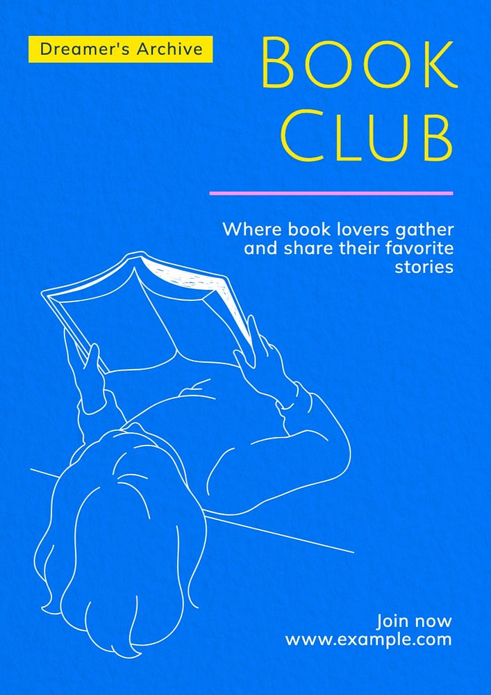 Book club editable poster template