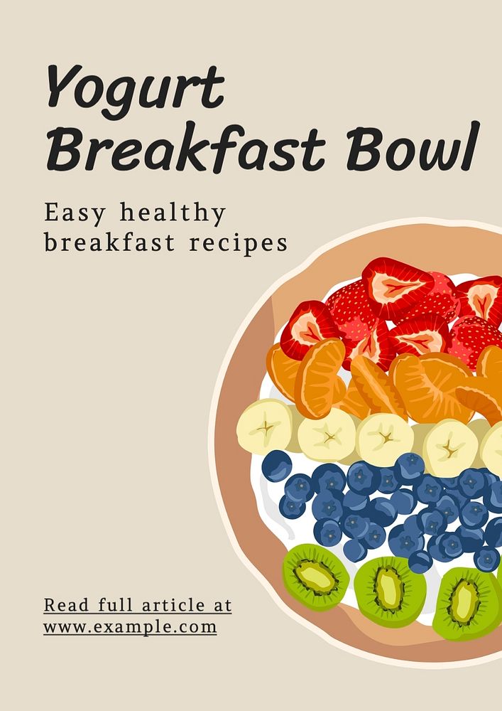 Yogurt breakfast editable poster template