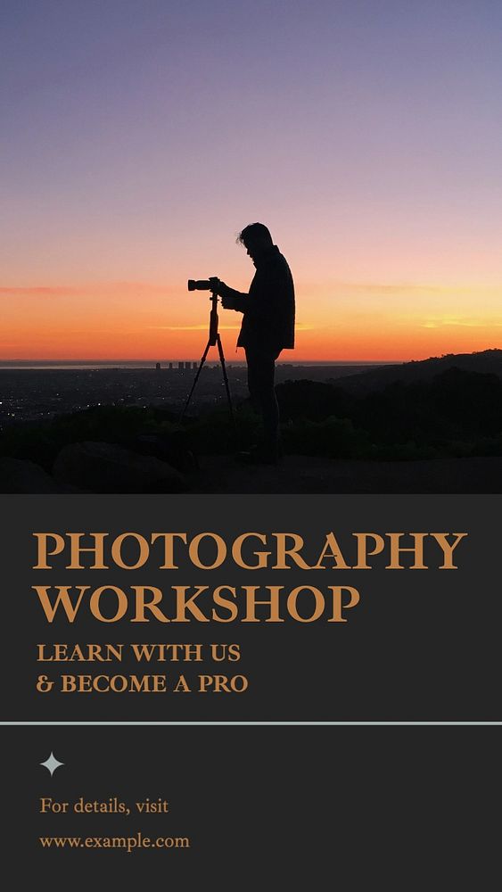 Photography workshop Instagram story template, editable text