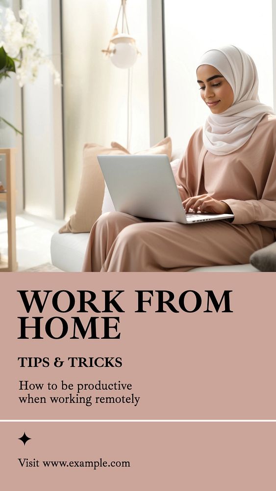 Work from home Instagram story template, editable text