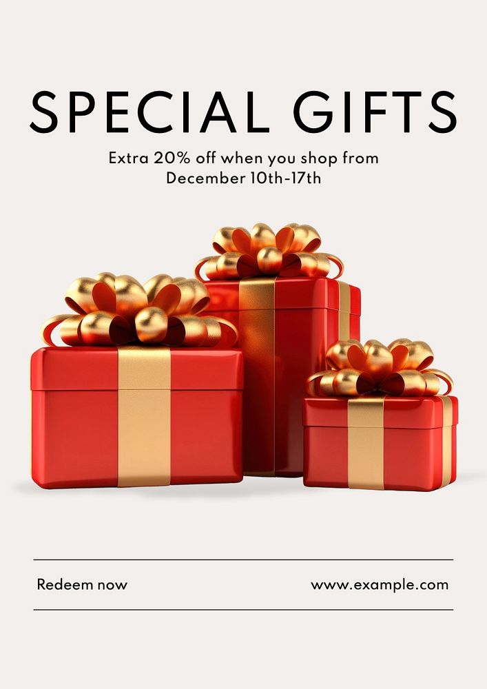 Special gifts poster template, editable text and design