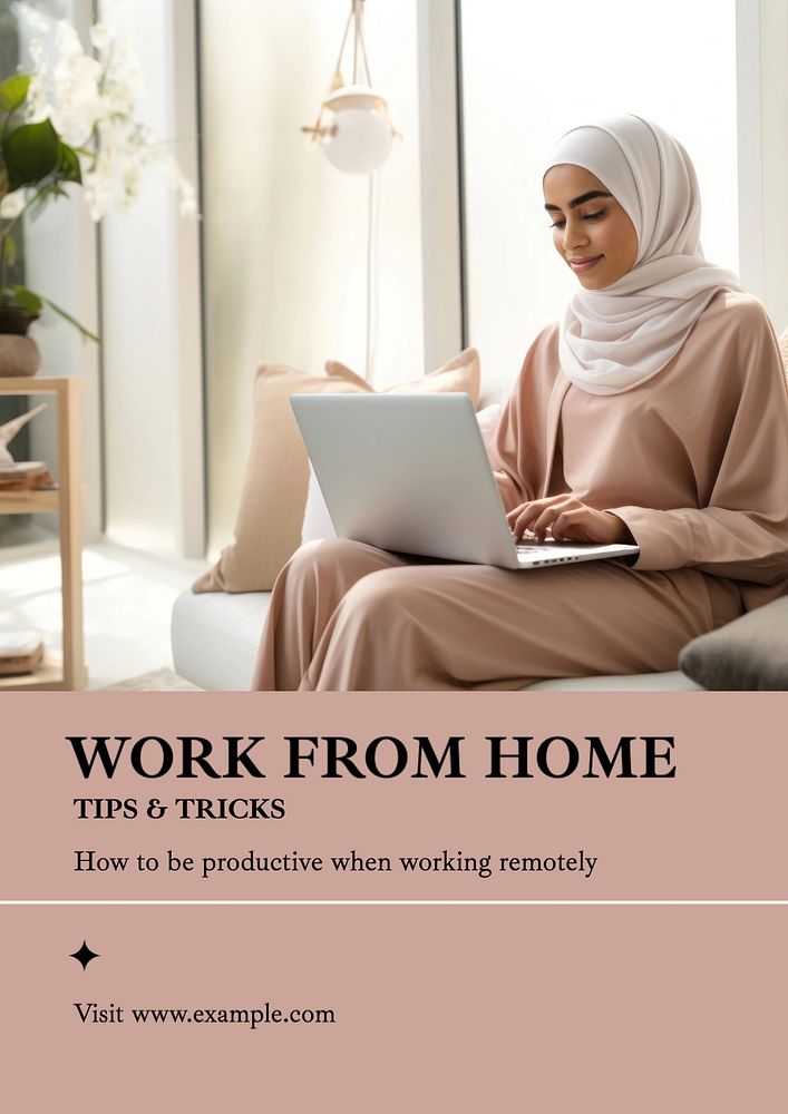 Work from home poster template, editable text and design