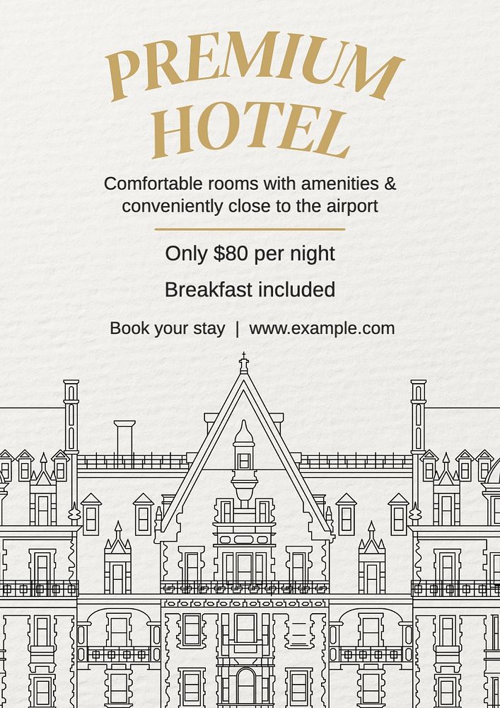 Premium hotel poster template, editable text and design