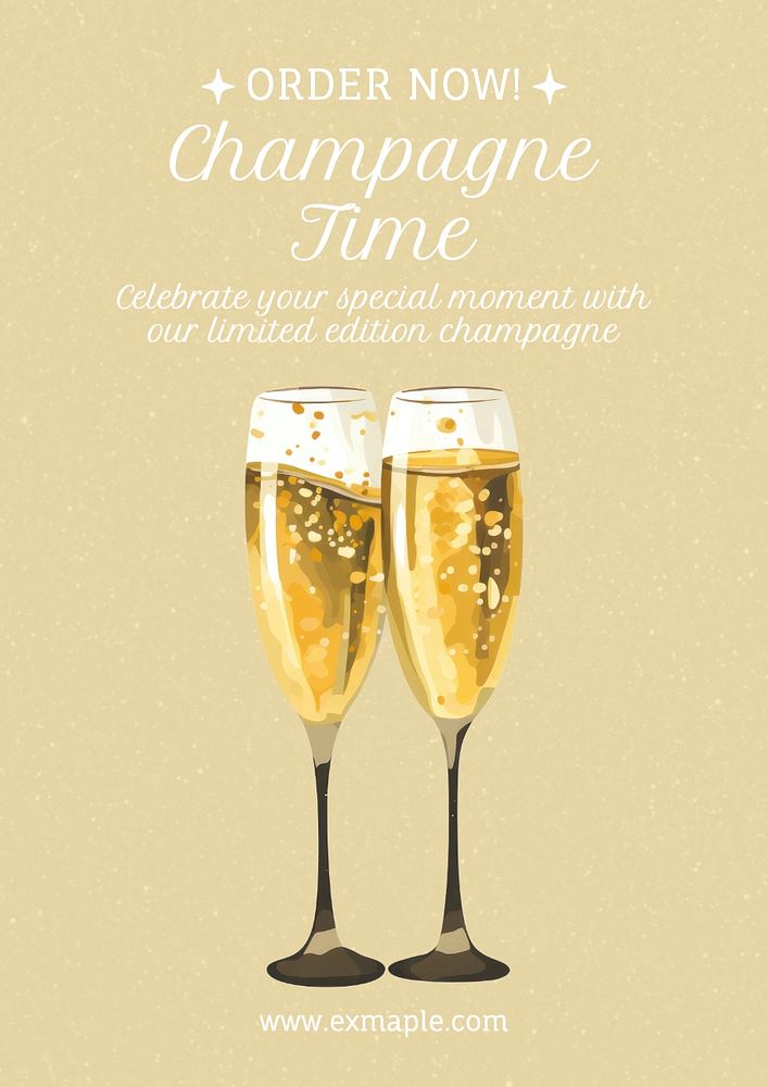 Champagne time poster template, editable text and design