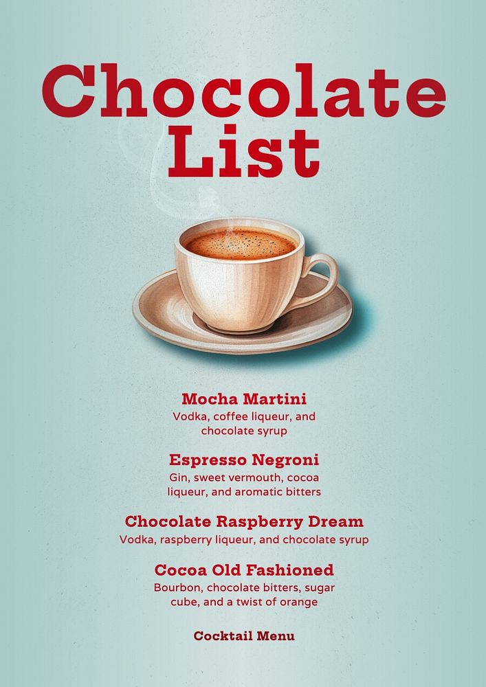 Cocktail menu poster template