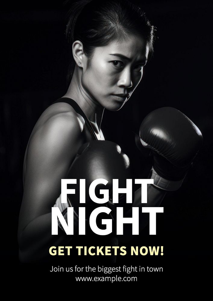 Fight night poster template, editable text and design