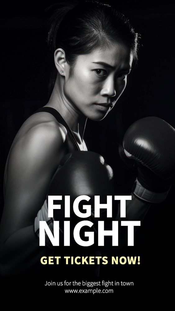 Fight night Instagram story template, editable text