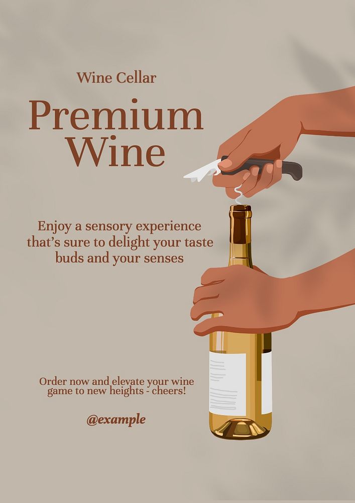 Wine poster template, editable text and design