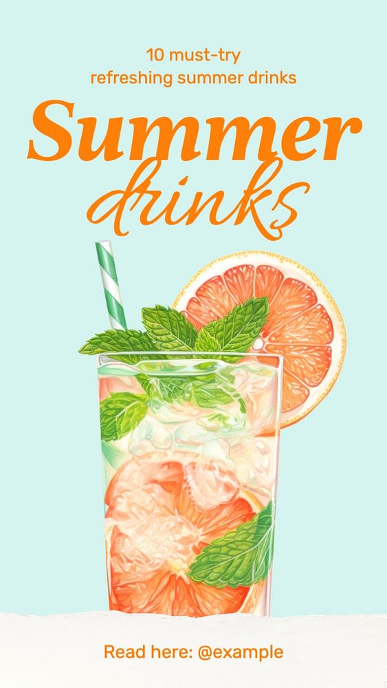 Summer drinks Instagram story template, editable text