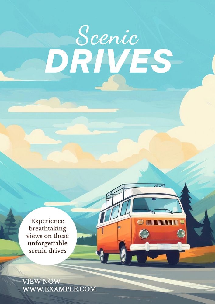 Scenic drives poster template, editable text and design