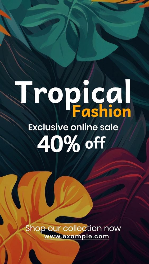 Tropical fashion Instagram story template, editable text