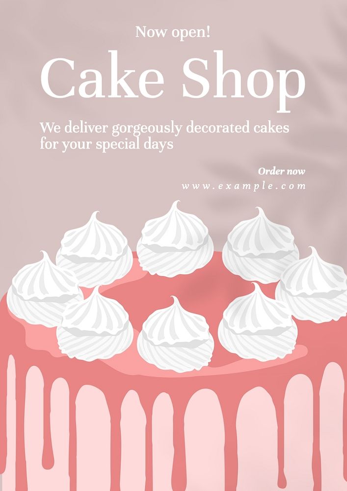 Cake shop poster template, editable text and design