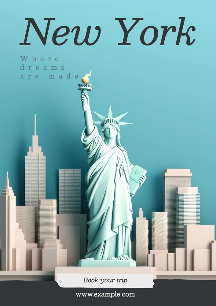 New york poster template, editable text and design