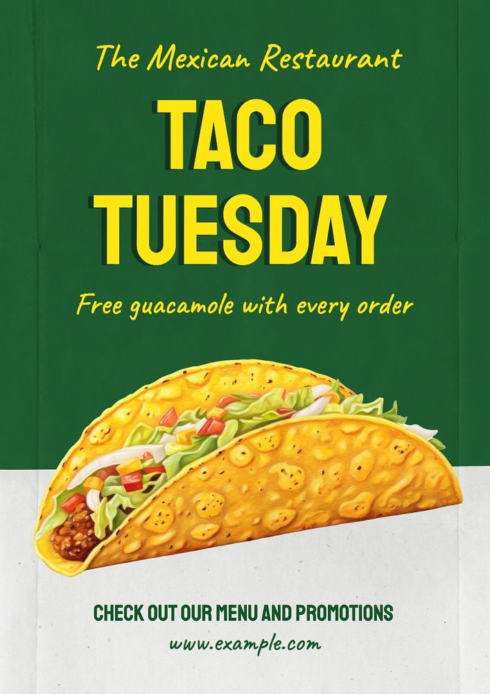 Taco Tuesday poster template, editable text and design