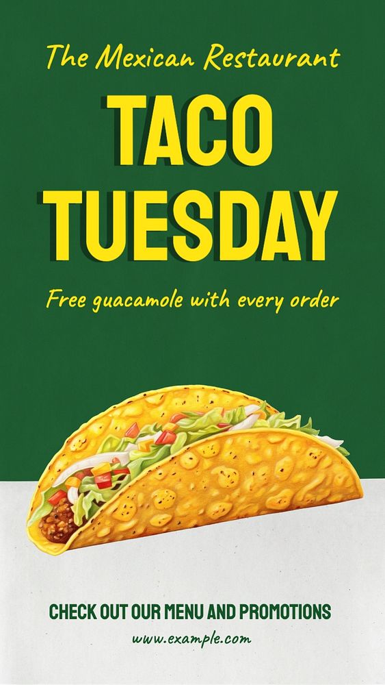 Taco Tuesday Instagram story template, editable text