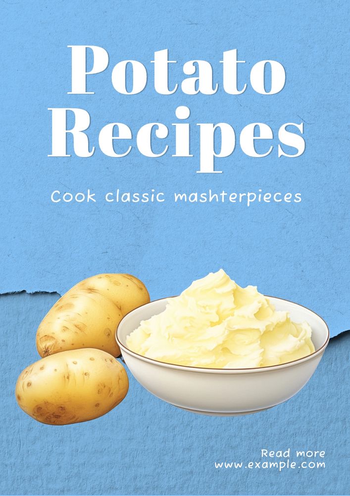 Potato recipes poster template, editable text and design