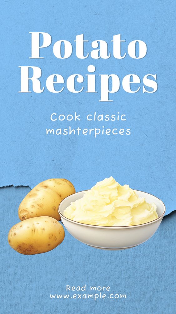 Potato recipes Instagram story template, editable text