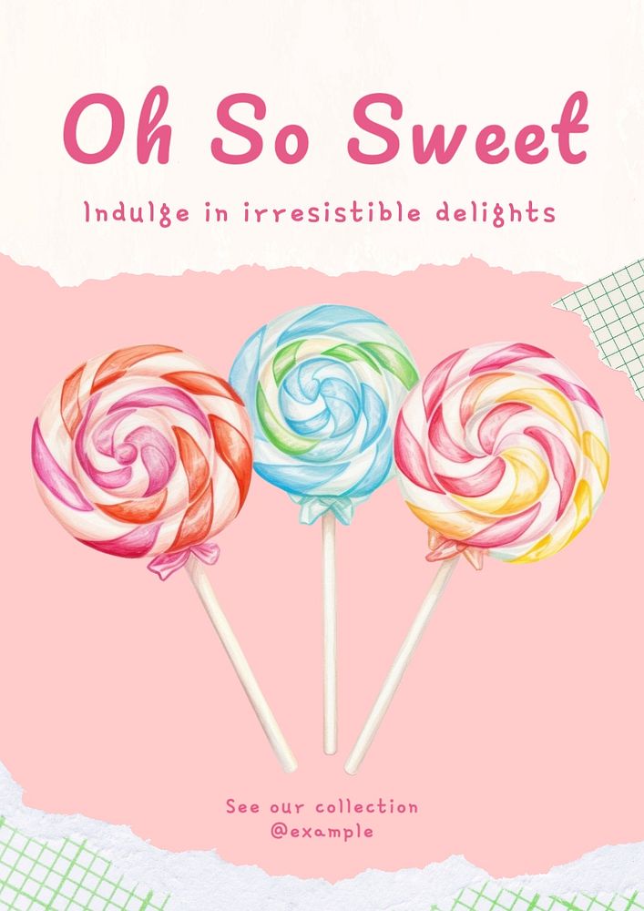 Sweets poster template, editable text and design