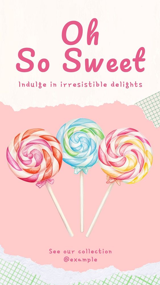 Sweets Instagram story template, editable text