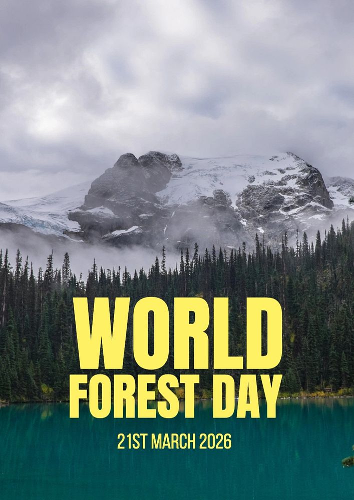 World forest day poster template, editable text and design