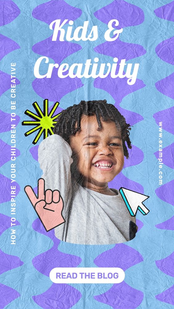 Kids & creativity Instagram story template, editable text