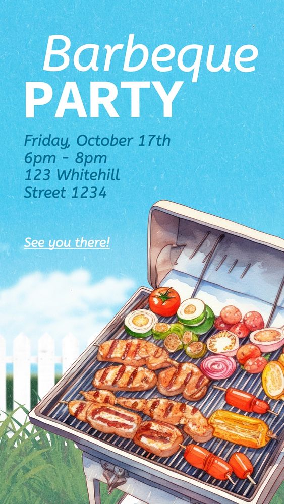 Barbeque party Instagram story template, editable text