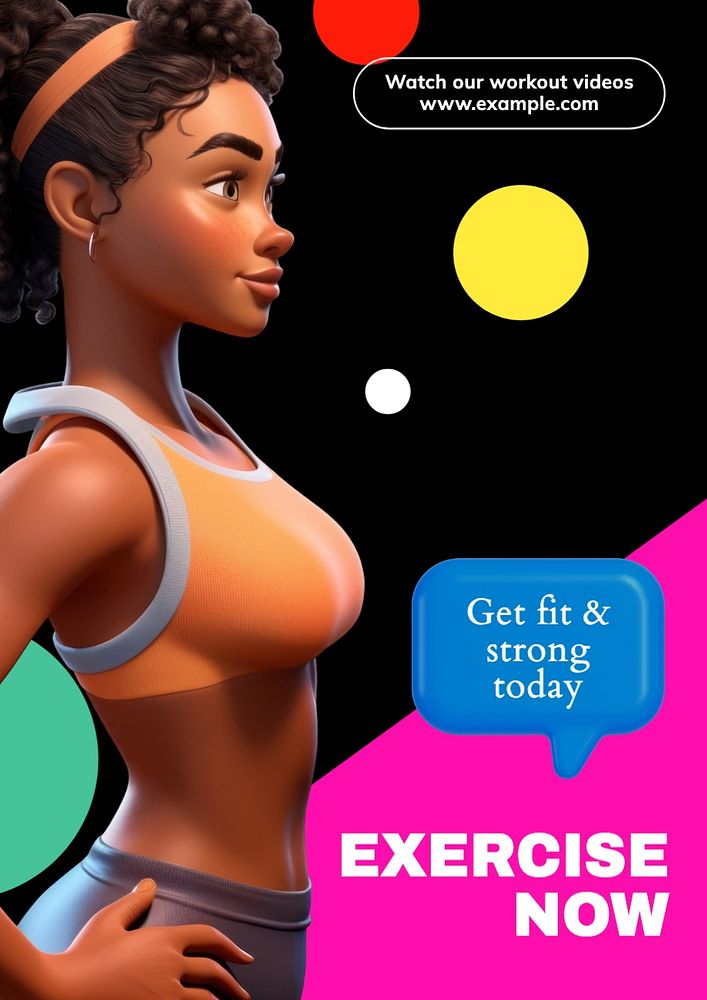 Exercise now poster template, editable text and design