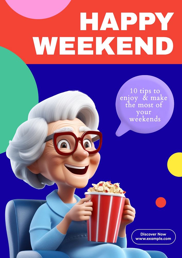 Happy weekend poster template, editable text and design