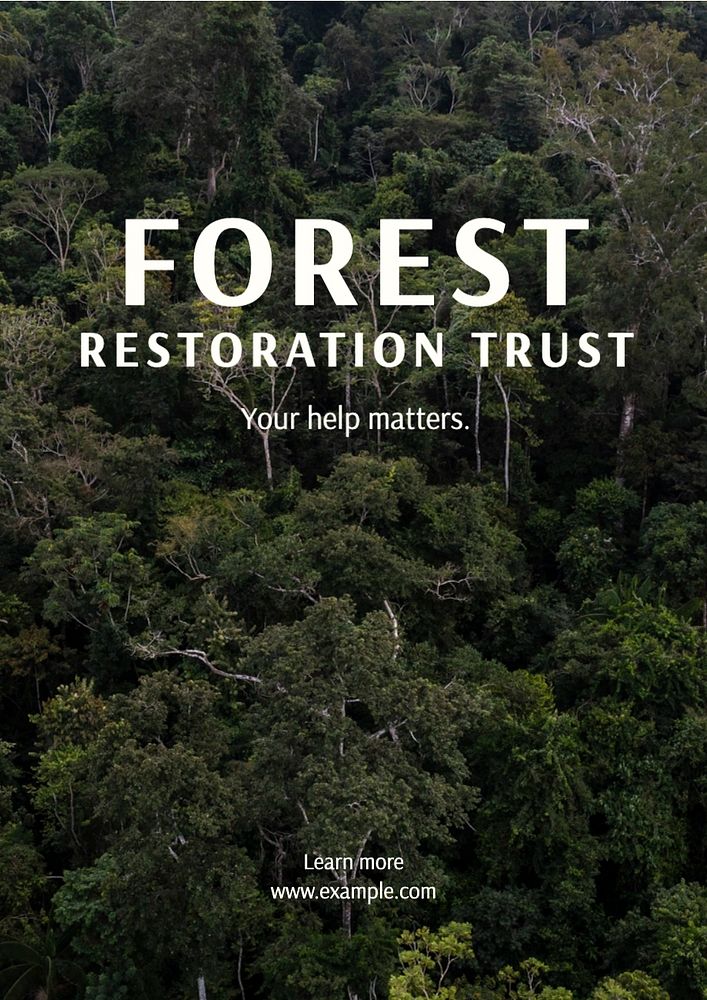 Forest restoration trust poster template, editable text and design