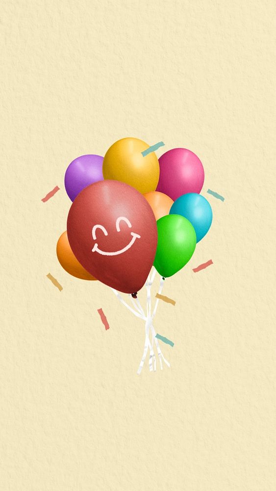 Colorful party balloons iPhone wallpaper, creative remix, editable design