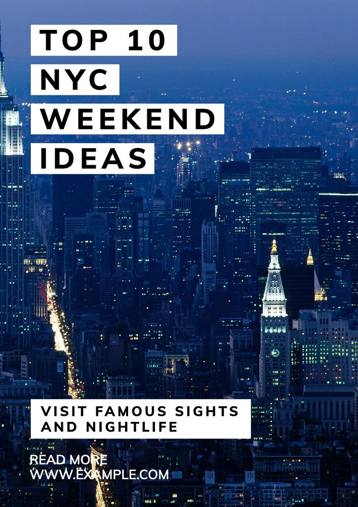 Weekend nyc poster template, editable text and design