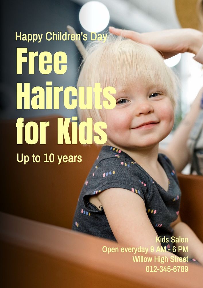 Free haircuts poster template, editable text and design