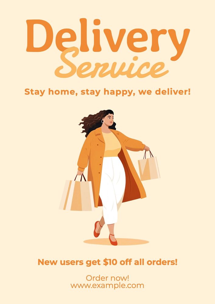 Delivery service poster template, editable text and design