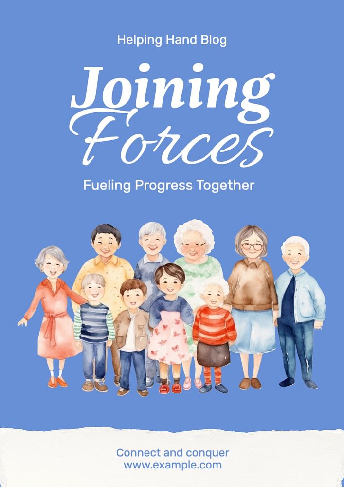 Joining forces poster template, editable text and design