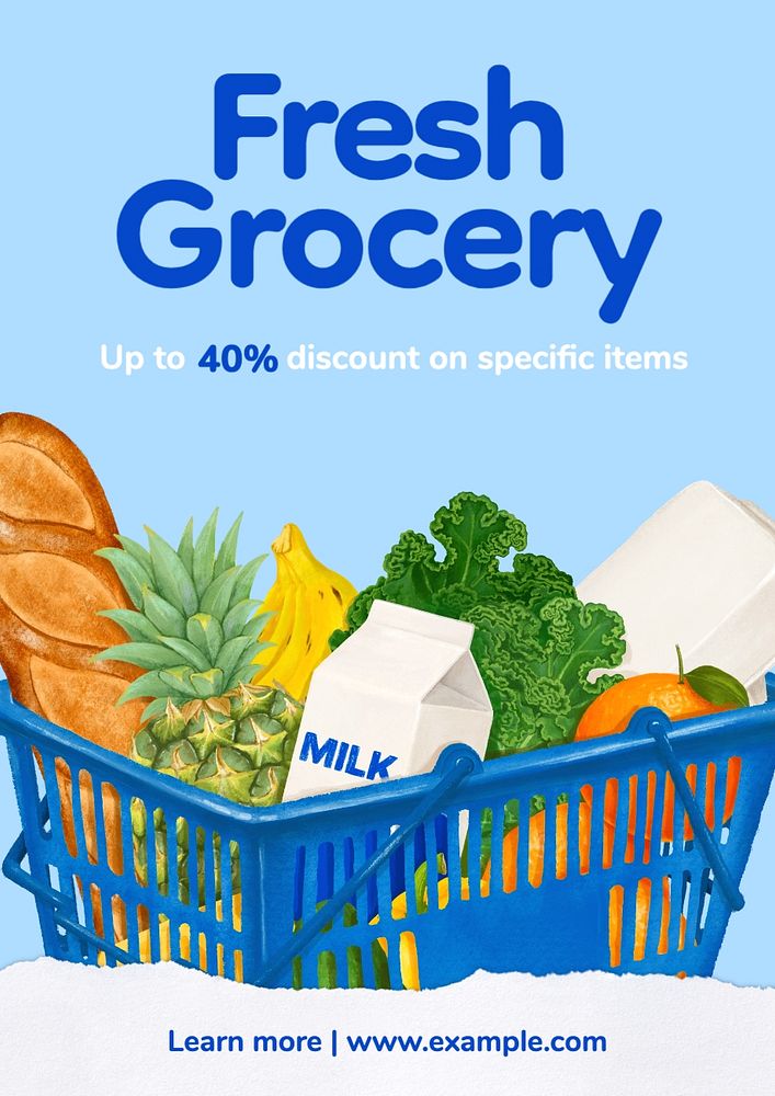 Fresh Grocery poster template, editable text and design